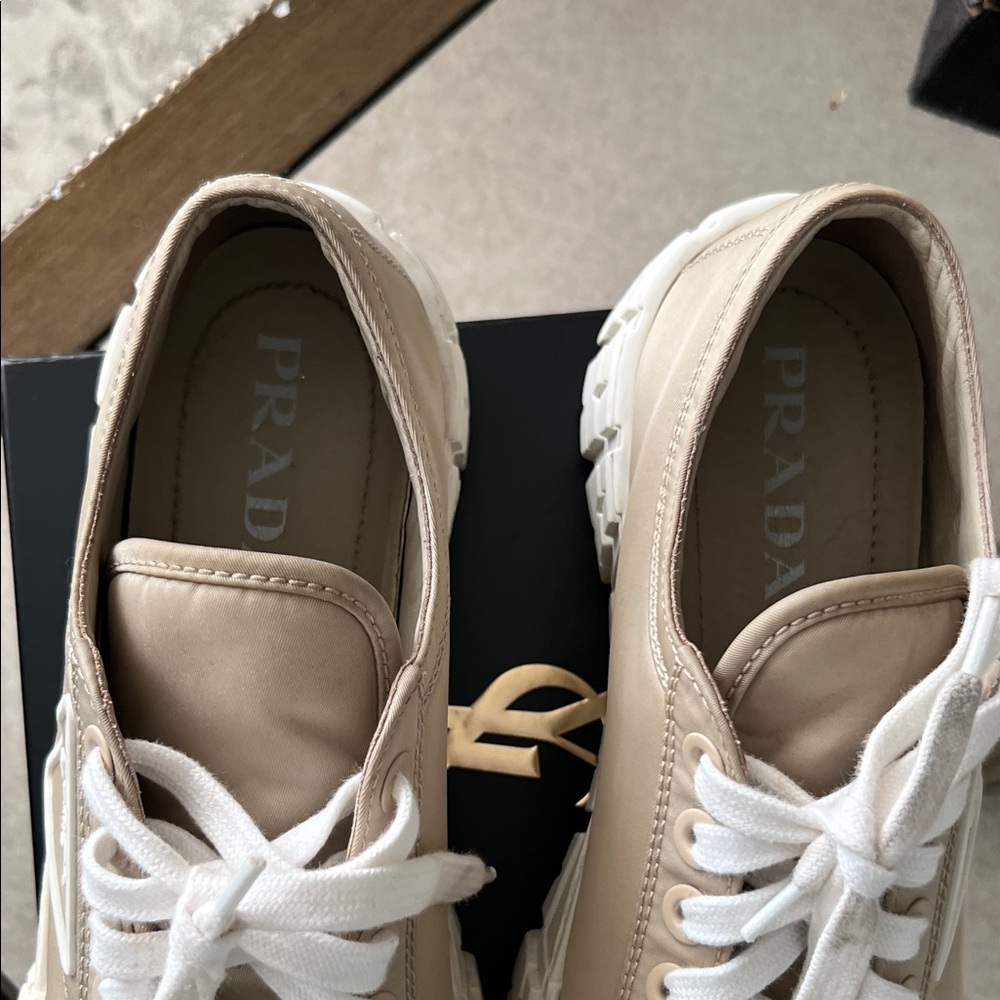 Prada Women's Cream Platform Sneakers - Picture 4 of 13
